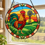 Rooster stained glass suncatcher window hanging, suitable for home and garden decoration