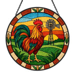 Rooster stained glass suncatcher window hanging, suitable for home and garden decoration