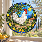 Rooster stained glass suncatcher window hanging, suitable for home and garden decoration