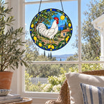 Rooster stained glass suncatcher window hanging, suitable for home and garden decoration