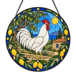 Rooster stained glass suncatcher window hanging, suitable for home and garden decoration
