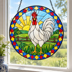 Rooster stained glass suncatcher window hanging, suitable for home and garden decoration
