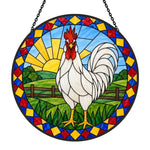 Rooster stained glass suncatcher window hanging, suitable for home and garden decoration
