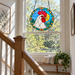 Rooster stained glass suncatcher window hanging, suitable for home and garden decoration
