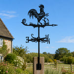 Rooster metal weather vane with directional arrows and mounting rod, outdoor roof and garden decoration