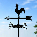 Rooster metal weather vane with directional arrows and mounting rod, outdoor roof and garden decoration