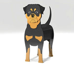Full-body view of the Rottweiler dog planter