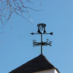 Rottweiler metal weather vane with directional arrows and mounting rod, outdoor roof and garden decoration