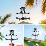 Rottweiler metal weather vane with directional arrows and mounting rod, outdoor roof and garden decoration