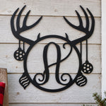 Personalized Initial Name Monogram metal wall sign displayed on the wall