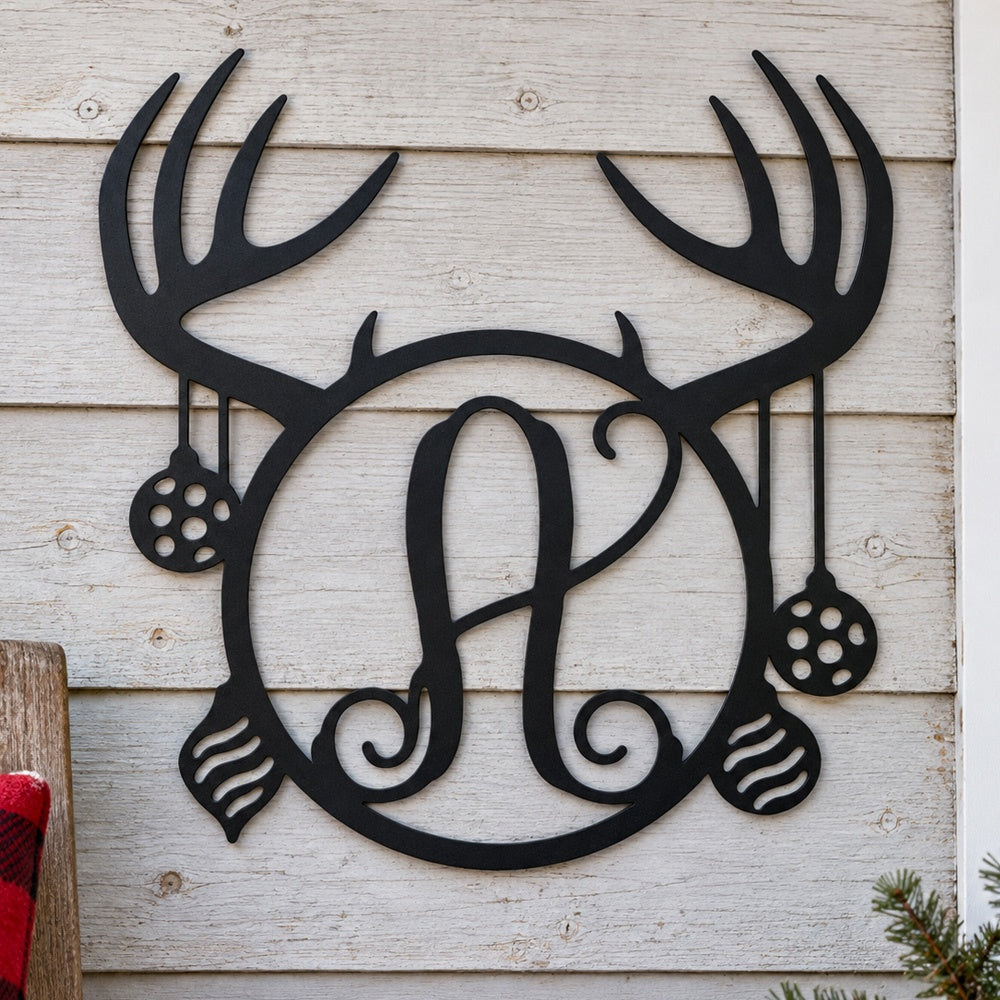 Personalized Initial Name Monogram metal wall sign displayed on the wall