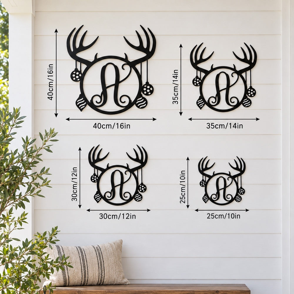 Personalized Initial Name Monogram metal wall sign displayed on the wall