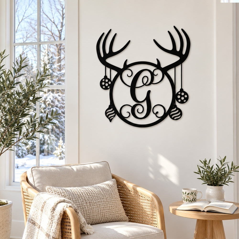 Personalized Initial Name Monogram metal wall sign displayed on the wall