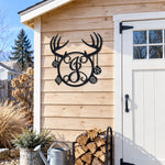 Personalized Initial Name Monogram metal wall sign displayed on the wall