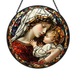 Sacred madonna and child mary stained glass suncatcher window hanging, suitable for home and garden decoration