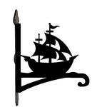 Sailing ship metal hanging basket bracket mounted on outdoor wall for plant decoration