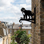 Saint bernard metal hanging basket bracket mounted on outdoor wall for plant decoration