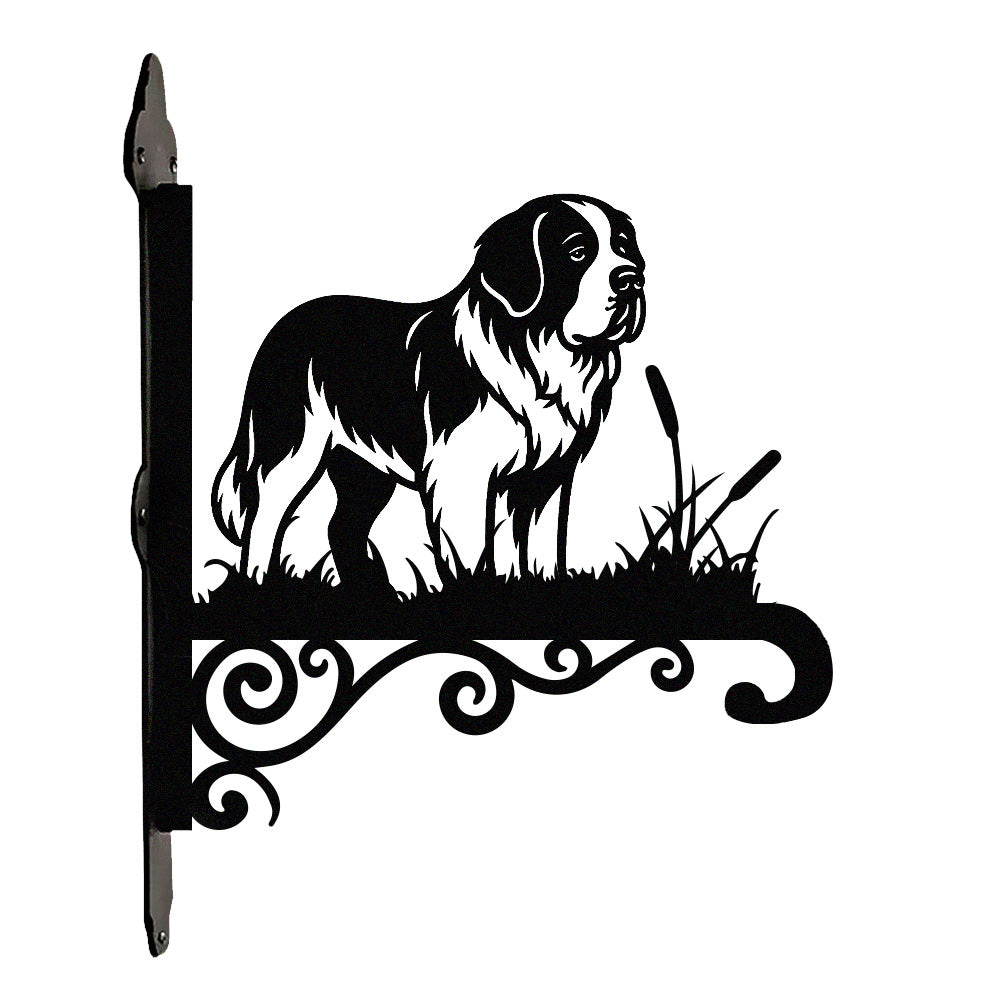 Saint bernard metal hanging basket bracket mounted on outdoor wall for plant decoration