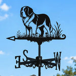 Saint bernard metal weather vane with directional arrows and mounting rod, outdoor roof and garden decoration