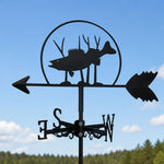 Salmon metal weather vane with directional arrows and mounting rod, outdoor roof and garden decoration