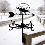Salmon metal weather vane with directional arrows and mounting rod, outdoor roof and garden decoration