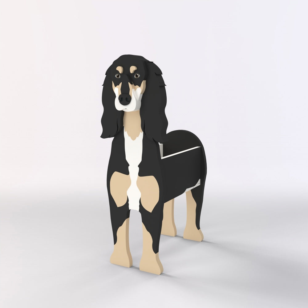 Full-body view of the Saluki dog planter