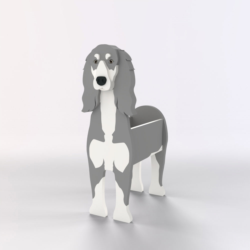Full-body view of the Saluki dog planter