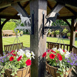 Saluki metal hanging basket bracket mounted on outdoor wall for plant decoration