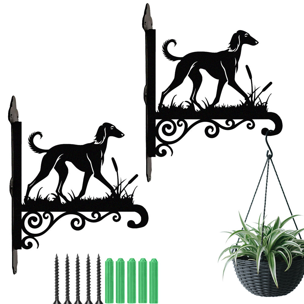 Saluki metal hanging basket bracket mounted on outdoor wall for plant decoration