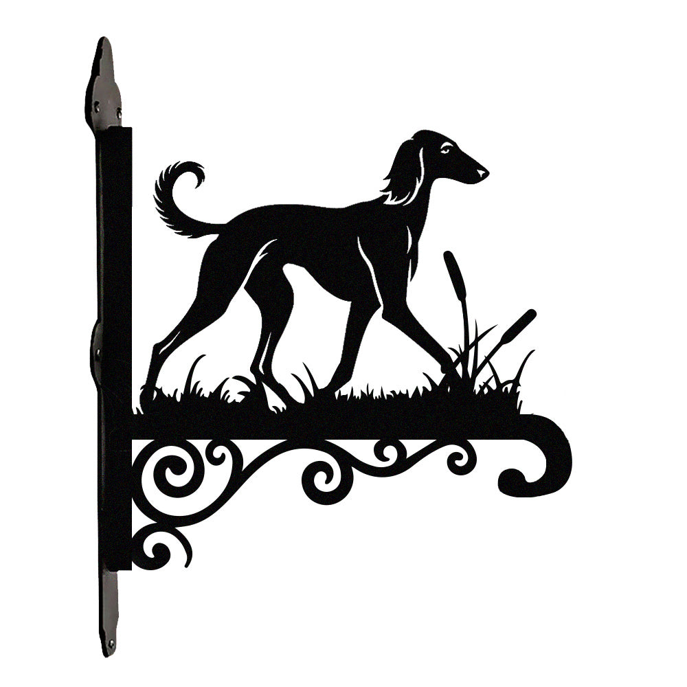 Saluki metal hanging basket bracket mounted on outdoor wall for plant decoration