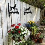 Saluki metal hanging basket bracket mounted on outdoor wall for plant decoration
