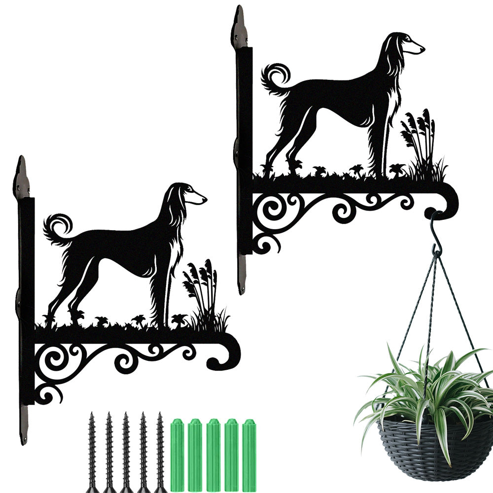 Saluki metal hanging basket bracket mounted on outdoor wall for plant decoration