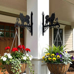 Samoyed metal hanging basket bracket mounted on outdoor wall for plant decoration