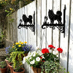 Samoyed metal hanging basket bracket mounted on outdoor wall for plant decoration
