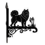 Samoyed metal hanging basket bracket mounted on outdoor wall for plant decoration