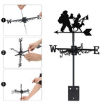 Santa with child metal weather vane with directional arrows and mounting rod, outdoor roof and garden decoration