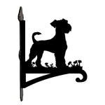 Schnauzer metal hanging basket bracket mounted on outdoor wall for plant decoration