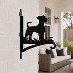 Schnauzer metal hanging basket bracket mounted on outdoor wall for plant decoration