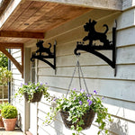Schnauzer metal hanging basket bracket mounted on outdoor wall for plant decoration
