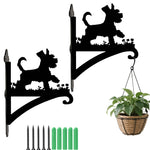 Schnauzer metal hanging basket bracket mounted on outdoor wall for plant decoration