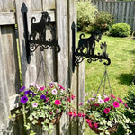 Schnauzer metal hanging basket bracket mounted on outdoor wall for plant decoration