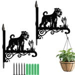 Schnauzer metal hanging basket bracket mounted on outdoor wall for plant decoration