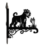 Schnauzer metal hanging basket bracket mounted on outdoor wall for plant decoration