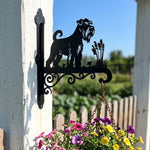Schnauzer metal hanging basket bracket mounted on outdoor wall for plant decoration
