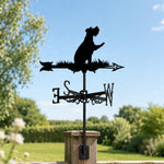 Schnauzer metal weather vane with directional arrows and mounting rod, outdoor roof and garden decoration