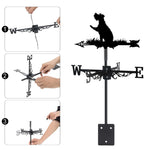 Schnauzer metal weather vane with directional arrows and mounting rod, outdoor roof and garden decoration