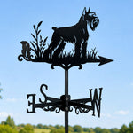 Schnauzer metal weather vane with directional arrows and mounting rod, outdoor roof and garden decoration