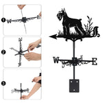Schnauzer metal weather vane with directional arrows and mounting rod, outdoor roof and garden decoration