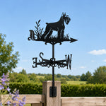 Schnauzer metal weather vane with directional arrows and mounting rod, outdoor roof and garden decoration