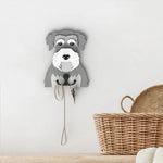 Wooden schnauzer dog wall hook key and leash holder for home entryway organizer